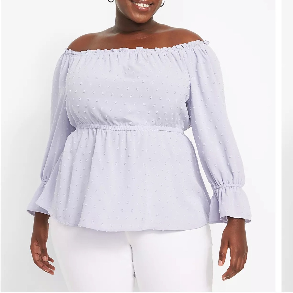 Lane Bryant Off the Shoulder Top Light Purple 14/16 New with tags